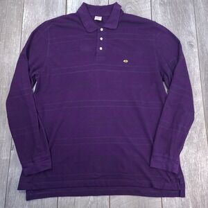 Brooks Brothers Polo Shirt Mens XL Purple Long Sleeve Striped Cotton 346 Logo
